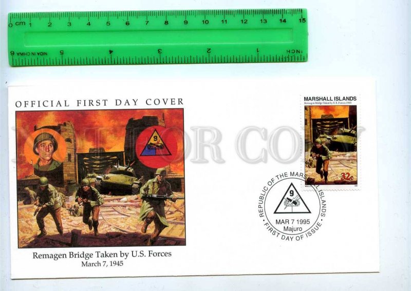 242060 MARSHALL ISLANDS WWII Remagen Bridge Taken by US Forces 1995 year FDC