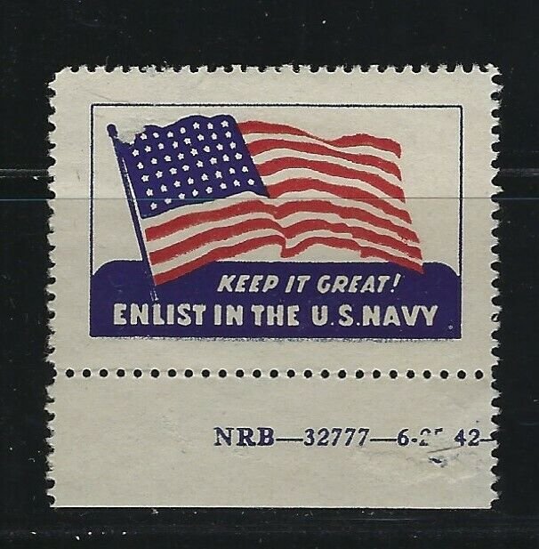 UNITED STATES - ENLIST IN THE US NAVY POSTER STAMP MNH