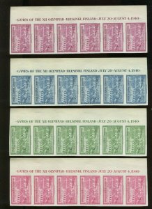 SET OF 16 MARGIN INSCRPTION PIECES 1940 OLYMPICS IMPERF POSTER STAMPS (917j)