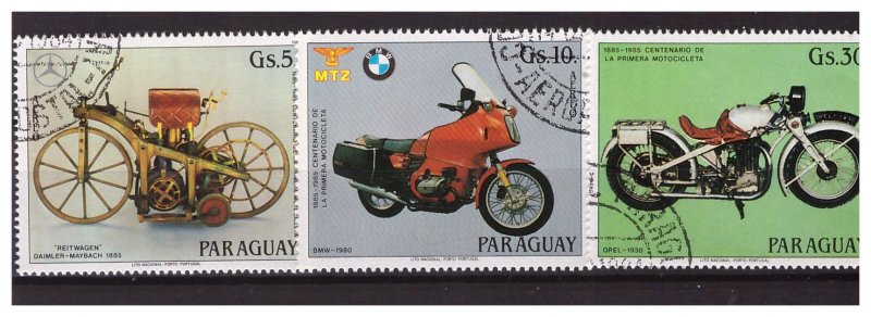 PARAGUAY 1984 Motorcycles 3 values set CTO