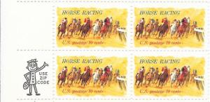 US#1528 10c Horse Racing ZIP Block of 4 (MNH) CV $1.10