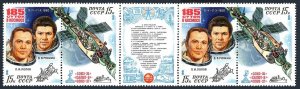 Russia 4918-4919a two-label, MNH. Mi 5049-5050. Cosmonauts Popov, Rumin. 1981.