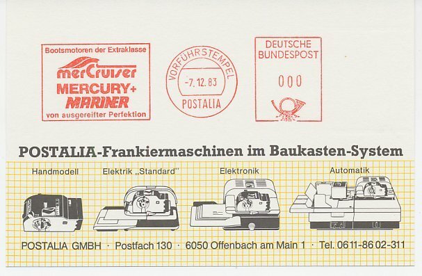 Demonstration meter card Germany 1983 Boat motor - Mercury - Mariner