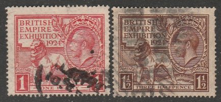 Great Britain #185-186 Used Full Set of 2 cv $30 (U3)