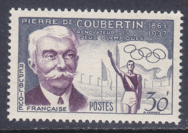 France 817 MNH OG 1956 Pierre de Coubertin & Olympic Stadium Issue Very Fine