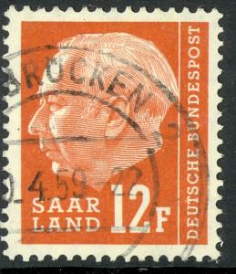 SAAR GERMAN ADMINISTRATION 1957 12fr President Theodor Heuss Issue Sc 294 VFU