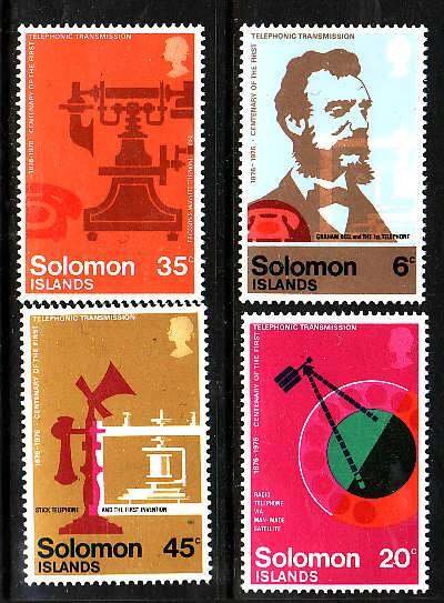 Solomon Is.-Sc#337-40- id9-unused NH set-Telephone-Alexander Graham Bell-1976-