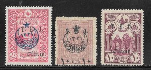 Cilicia Scott 91-93 Unused HOG - 1919 T.E.O. Overprints - SCV $11.00