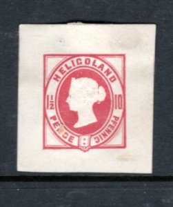 GREAT BRITAIN-HELIGOLAND 1870s QV Embossed cut square postal response card