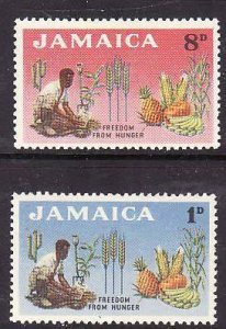 Jamaica-Sc#201-2- id7-unused LH set-Freedom from hunger-1963-