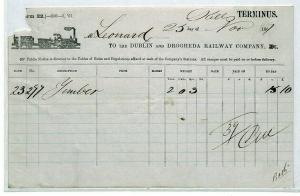 GB IRELAND *Dublin & Drogheda Railway* 1867 Way Bill {samwells-covers}CV234
