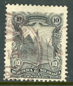 Nicaragua 1893 Seebeck 10¢ Liberty Cap Scott #54 VFU Z364 ⭐