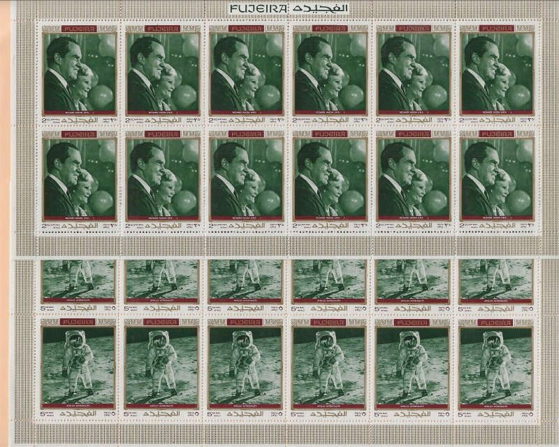 FUJEIRA MI 485-94 NH issue of 1972 - MINISHEETS OF 12 - AMERICAN HISTORY