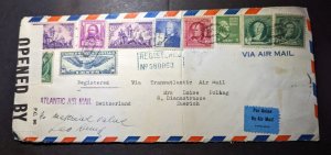 1941 Registered USA Airmail Cover Chicago IL to Zurich Switzerland