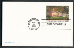 UX533 Mount Sint May's Univ Unaddressed postal card FDC with no cachet