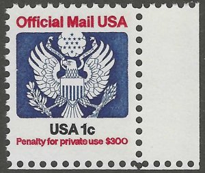 USA, Stamp Scott#o127, Used, Hinged, 1 cent, Penalty Mail, Eagle/shield,