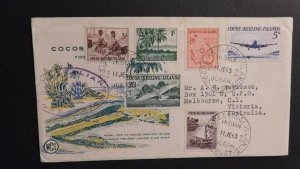 1963 First Day Cover FDC Cocos Keeling Islands to Melbourne Victoria Australia