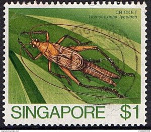 SINGAPORE 1985 QEII $1 Multicoloured, 'Insects-Cricket' SG499 FU