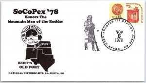 US SPECIAL EVENT COVER PICTORIAL CANCEL MOUNTAIN MEN OF THE ROCKIES SoCoPEX '78