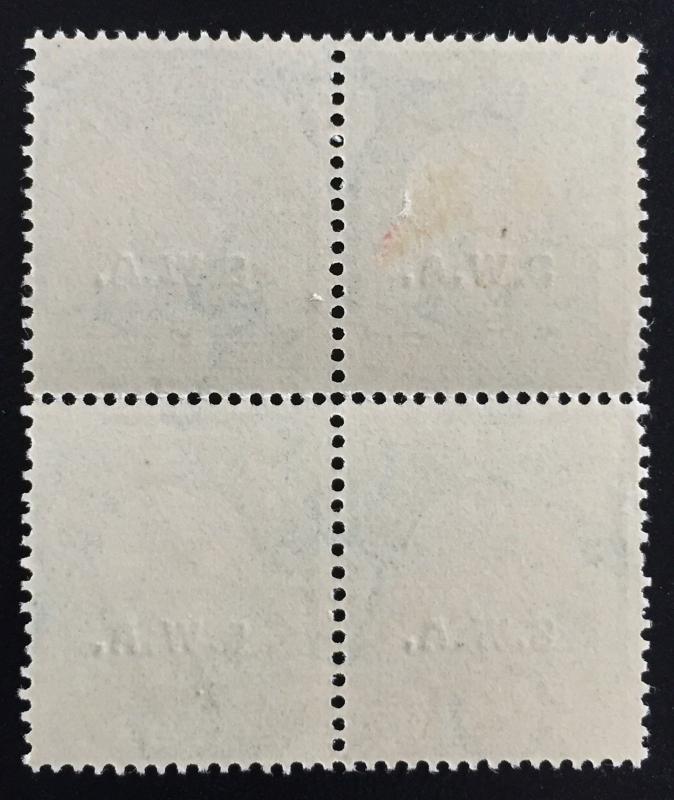 SOUTH WEST AFRICA 1930 ½d ROTO printing 4V Block SG#68 MLH OG PRINT FLAW M1765