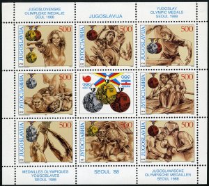 Yugoslavia 1988 MNH Stamps Mini Sheet Scott 1949 Sport Olympic Games Medals