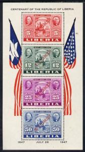 Liberia 1947 US Stamp Centenary perf m/sheet each stamp o...