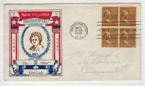 1938 PRESIDENTIAL SERIES EDWARD WARNEFORD CACHET 805 MARTHA WASHINGTON 1st Lady