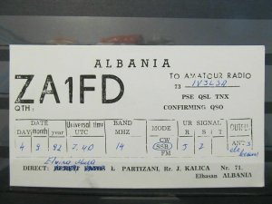 1992 Elbasan Albania 4141 QSL Card-