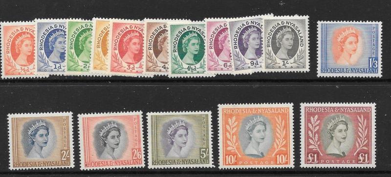 RHODESIA & NYASALAND SG1/15 1954 DEFINITIVES MTD MINT