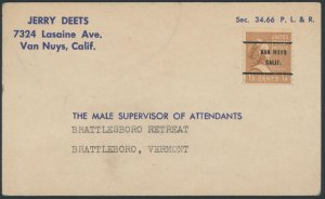 US 805 1 1/2 cent Presidential Issue; Used; Postcard ad -- See details and scans