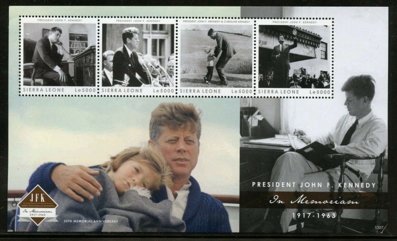 SIERRA LEONE 50th MEMORIAL ANNIVERSARY OF JOHN F. KENNEDY SHEET MINT NH