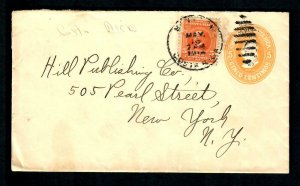 Lot2u Costa Rica Cover 1910s Postal Stationary & stamp 5 c. to New York U.S.A.