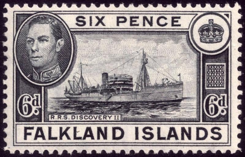 Falkland Islands 1949 6d Black SG 156 MNH