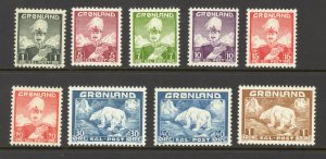 Greenland Sc# 1-9 MNH 1938-1946 Christian X Polar Bear