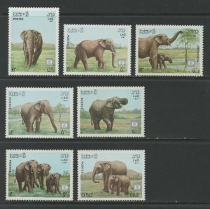 Thematic Stamps Animals - LAOS 1987 HAFNIA ELEPHANTS 1012/8 7v mint 