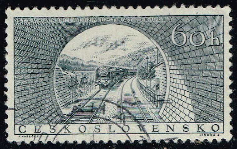 Czechoslovakia #729 Train Approaching Tunnel; CTO (4Stars)