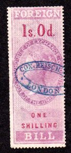Great Britain Foreign Bill Revenue Stamp 1 Shilling used  Lot 200548 -05