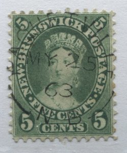 New Brunswick QV 1860 5 cents with Paquetville May 25th 1863 CDS