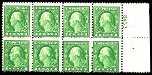 U.S. #498 MINT PL# BLOCK OF 8 OG NH