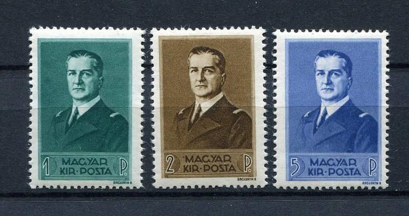 HUNGARY 1938 ADMIRAL HORTHY SET SCOTT 525-527 PERFECT MNH