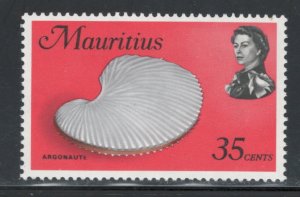 Mauritius 1969 Queen Elizabeth II & Argonaut Shell 35c Scott # 348 MNH