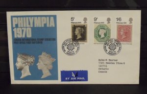 15431   GREAT BRITAIN   FDC # 642-644     Philympia 1970