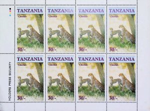 1986 Endangered Animals Tanzania Oryx Giraffe Rhinocero Cheetah MNH** Sheet X400-