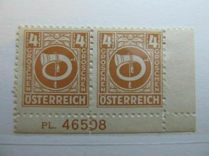 1945 Austria Allied Military Occupation 4g Fine MNH** Pair Plate Number A5P21-