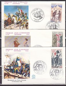 France, Scott cat. 1351-1353. Napoleon, Egypt issue. 3 First day covers.  ^
