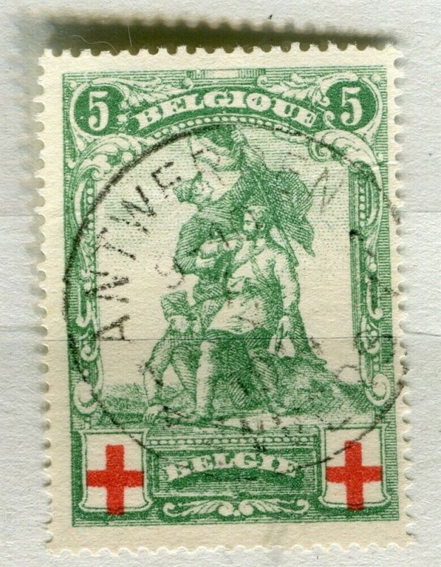 BELGIUM; 1914-15 early Red Cross issue fine used 5c. value, Postmark