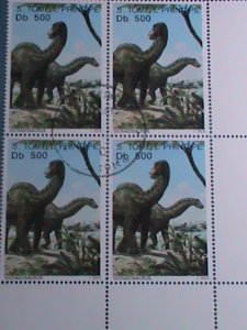 ST.THOMAS-PREHISTORY ANIMALS CTO IMPRINT BLOCK-VERY FINE WE SHIP TO WORLD WIDE