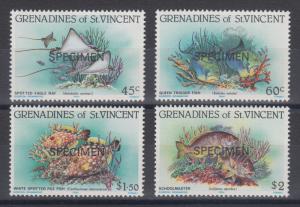 St. Vincent Grenadines Sc 399-402 MNH. 1984 Marine Life with SPECIMEN ovpts