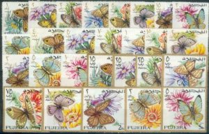 Fujeira 1967 Mi#159A/185A  BUTTERFLIES Set (27 values) Perforated MNH