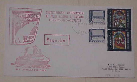 NORWAY  LONGYEARBYEN  PAQUEBOT #619B RED 14 JULY 1983 CACHETED